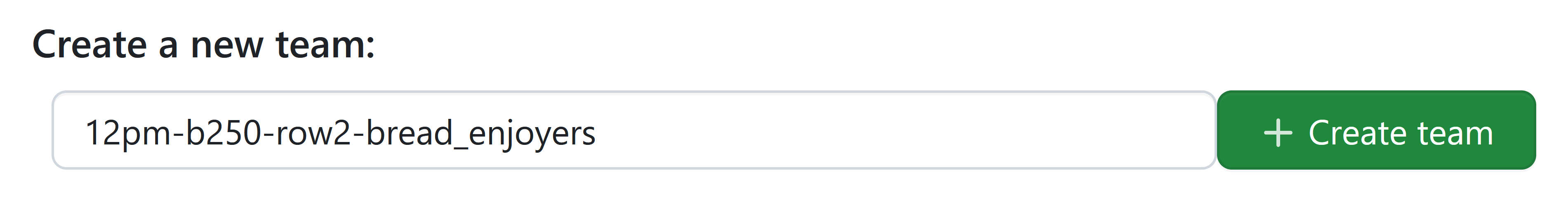 GitHub classroom team name example